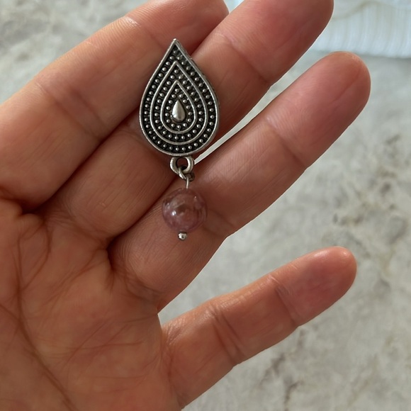 Argentina Boho Style Pink Rose Earrings rhodochrosite stone Argentine Inca Rose - Picture 5 of 11